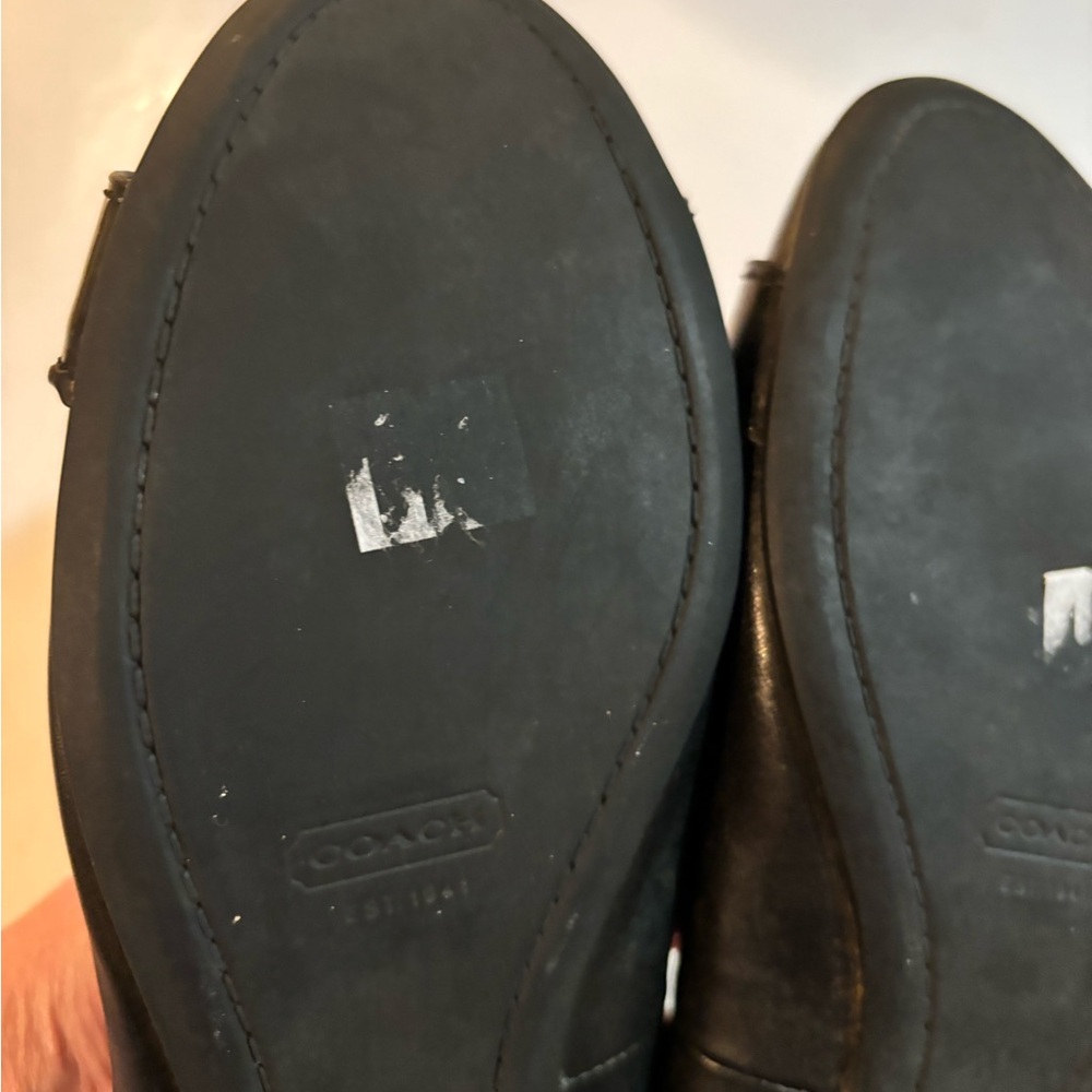 COACH Black Leather & Patent Chelsea Flat SHOES 7.5 - Picture 8 of 12